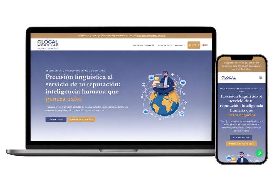 Web version desktop y mobile de Glocal Word Lab